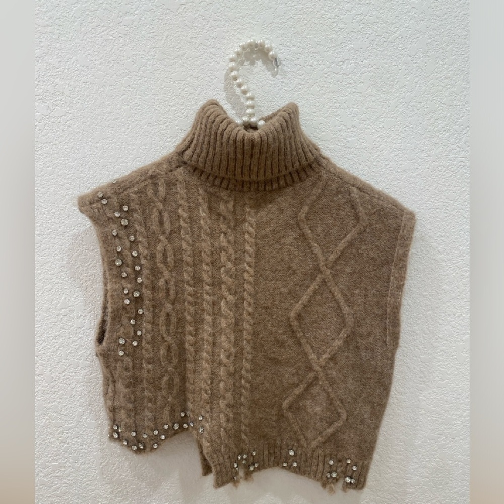 Zara embellished crop knit vest size S NWT - Picture 5 of 8